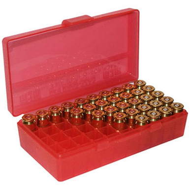 MTM Case-Gard P509M29 Ammo Box Flip-Top Multi Caliber Clear Red Polypropylene 50rd