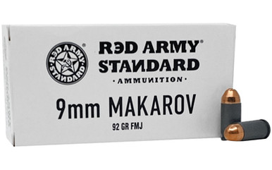 Red Army Standard 9x18mm Makarov Full Metal Jacket 95 Grain 50 Rounds