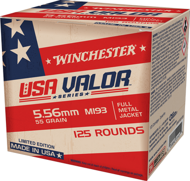 Winchester USA Valor M193 5.56mm Full Metal Jacket 55 Grain 125 Rounds