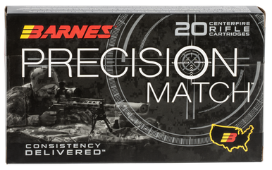 Barnes Bullets Precision Match 300 Winchester Magnum Open Tip Match 220 Grain 20 Rounds