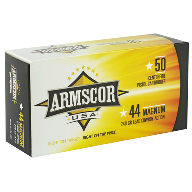 Armscor Cowboy Pistol Ammo 44 Remington Magnum Semi-Wadcutter 240 Grain 50 Rounds