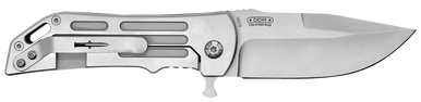 Camillus 19643 Dominator II 3" Folding Drop Point Plain Titanium Bonded 420 Stainless Steel Blade, Silver Carbon Fiber/SS Handle