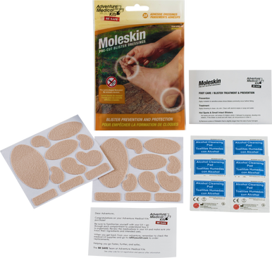 Adventure Medical Kits 01550400 Moleskin  Blister Prevention Brown 22 Precut Shapes