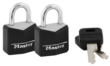 Master Lock 121T Padlock Keyed Open With Key Keyed Alike Steel Vinyl-Covered 2 Per Pkg