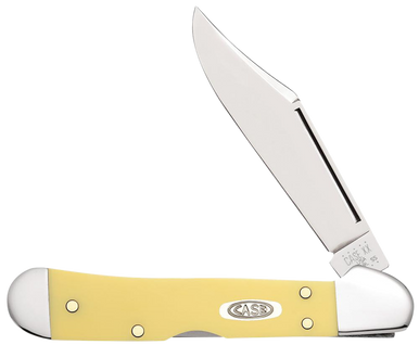 Case 30116 CopperLock  Mini 2.72" Folding Clip Point Plain Mirror Polished Carbon Steel Blade, Yellow Synthetic Handle