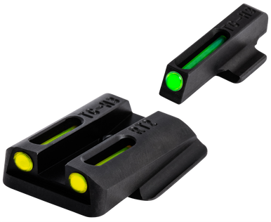 TruGlo TGTG131RT2Y TFO  Black | Green Tritium & Fiber Optic Front Sight Yellow Tritium & Fiber Optic Rear Sight