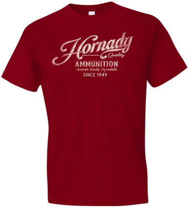 Hornady Gear 31874 Vintage Script  Red Cotton Semi-Fitted XL