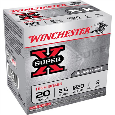 Winchester Super-X High Brass Heavy Game Load 20 ga. 2.75 in. 1 oz. 8 Shot 25 rd.