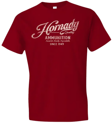 Hornady Gear 31875 Vintage Script  Red Cotton Semi-Fitted 2XL