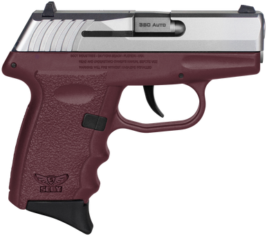SCCY Industries CPX-3TTCR CPX-3  Sub-Compact Frame 380 ACP 10+1, 3.10" Stainless Quadlock Barrel, Serrated Stainless Steel Slide, Crimson Red Polymer Frame w/Finger Grooves, No Safety, Right Hand