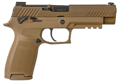 Sig Sauer P320 M17, 9mm Luger, 4.7in. Barrel, 17 & 21rd, Coyote PVD Finish Stainless Steel, Picatinny Rail Frame, Serrated Slide, Polymer Grip & Manual Safety - Coyote (320F9M17MS)