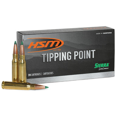 HSM Tipping Point Rifle Ammunition 6.5 Creedmoor Sierra Gamechanger 130 gr, 20 rd.