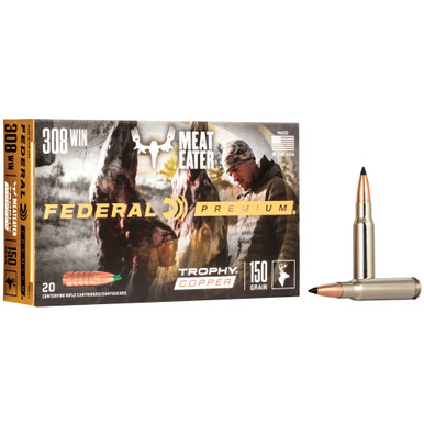 Federal Trophy Copper 308 Winchester Copper Polymer-Tipped 150 Grain 20 Rounds