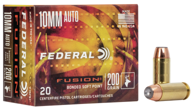 Federal Fusion 10mm Handgun Ammo Fusion Soft Point 200 Grain 20 Rounds
