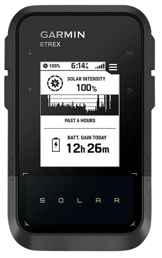 Garmin 0100278200 eTrex Solar GPS/Smart Features, 28MB Memory Black 2.20" Transflective/Monochrome Display, Compatible w/Garmin Explore App