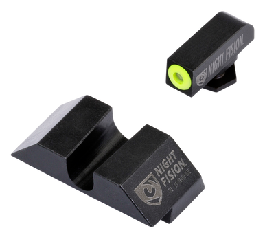 Night Fision GLK001014YGZ Tritium Night Sights For Glock  Green Tritium Yellow Outline Front Sight- Black/Blank Rear Sight Glock 17/17L/19/22