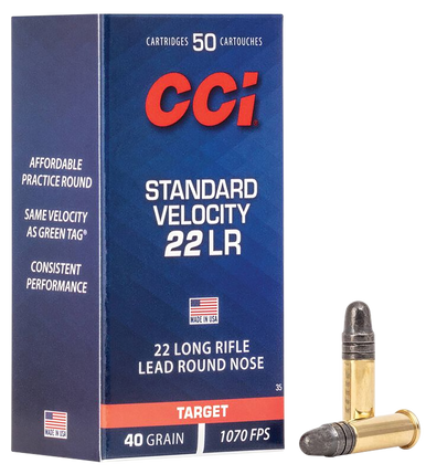 CCI Standard Velocity 22 Long Rifle Lead Round Nose 40 Grain 50 Rounds