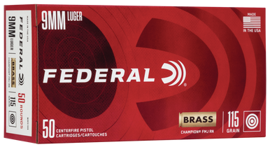 Federal Champion 9mm Luger Full Metal Jacket 115 Grain 50 Rounds