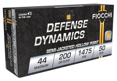 Fiocchi 44B500 Defense Dynamics  44RemMag 200gr Semi Jacketed Hollow Point 50 Rounds