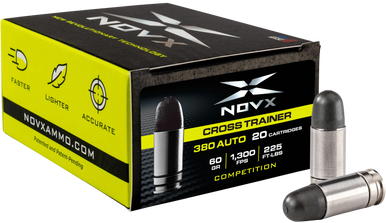 NovX 380CTCSS20 Black  380ACP 60gr Copper Polymer Frangible 20 Rounds