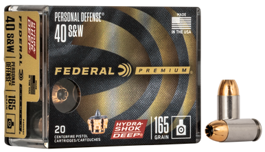 Federal Premium Personal Defense Handgun Ammo 40 S&W 165 gr. Hydra-Shok Deep 20 rd.