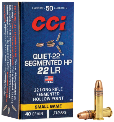 CCI Quiet-22 Rimfire Ammo 22 Long Rifle Segmented Hollow Point 40 Grain 50 Rounds