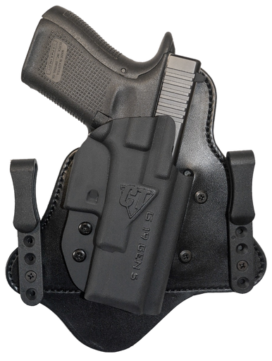 Comp-Tac C225GL052RBSN MTAC  IWB Black Kydex/Leather Belt Clip Fits Glock 19 Gen5 Right Hand