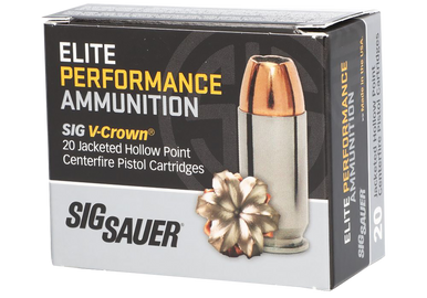 Sig Sauer E10MM20020 Elite Performance  10mmAuto 200gr V-Crown Jacketed Hollow Point 20 Rounds