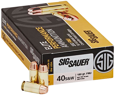 Sig Sauer E40SB250 Elite Ball  40S&W 180gr Full Metal Jacket 50 Rounds