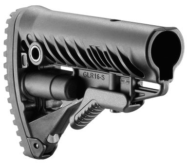 FAB Defense FXGLR16B GLR-16  Buttstock for AR-15/ M16/ M4 Fixed Storage Compartment & Anti-Rattle Mechanism Black Polymer