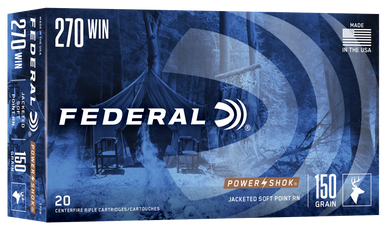Federal Power-Shok Rifle Ammo 270 Win 150 gr. Jacketed Soft Point 20 rd.