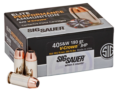 Sig Sauer E40SW250 Elite Performance  40S&W 180gr V-Crown Jacketed Hollow Point 50 Rounds