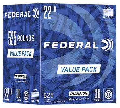 Federal Champion Training 22 Long Rifle Lead Hollow Point 36 Grain 525 Rounds