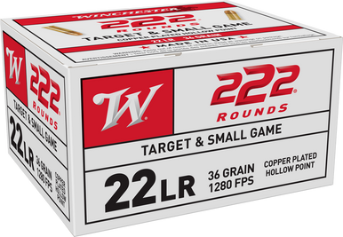 Winchester USA Pistol Ammo 22 Long Rifle Copper Plated Hollow Point 36 Grain 222 Rounds