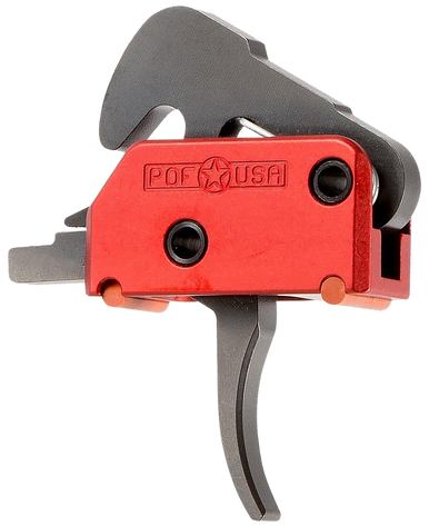 Patriot Ordnance Factory 01509 Drop-In  Two-Stage Curved Trigger with 4.50 lbs Draw Weight & Black/Red Finish for AR-Platform