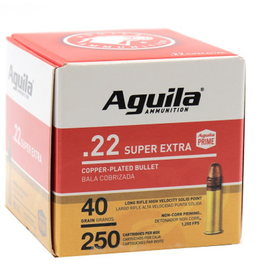 Aguila Ammunition Super Extra 22 Long Rifle Copper Plated Solid Point 40 Grain 250 Rounds - 1B221100-CASE