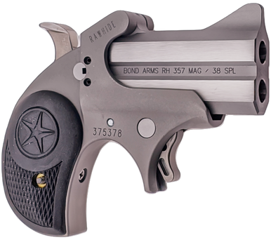 Bond Arms BARHR Rawhide  38 Special/357 Mag 2.50" 2rd, Stainless, Black Rubber Grips