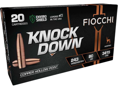 Fiocchi Knock Down Rifle Ammo 243 Win. 80 gr. Copper HP 20 rd.