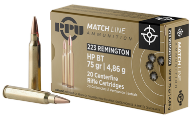 PPU PPM2232 Match  223Rem 75gr Hollow Point Boat Tail 20 Rounds