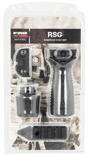 FAB Defense FXRSGB RSG Stout Grip Ribbed Black Polymer with Rubber Overmold