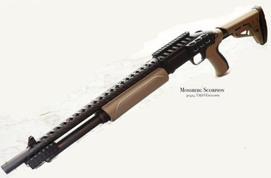 Mossberg 500 ATI Tactical 12GA 185in Barrel 5rd 6 pos Adj FDE Stock  Forend  Black 50424