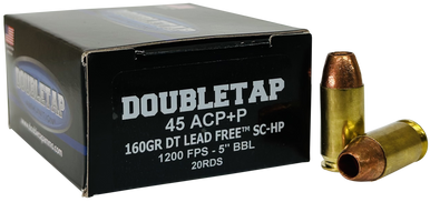 DoubleTap Ammunition 45A160XM   45ACP 160gr Lead Free Hollow Point 20 Rounds