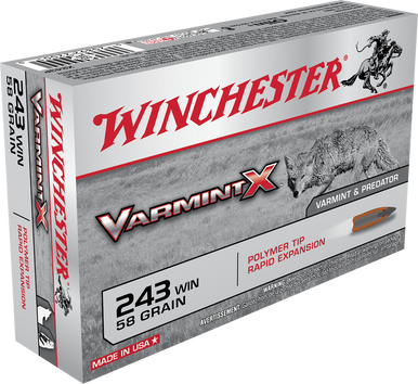 Winchester Varmint-X Rifle Ammo 243 Win 58 gr. Polymer Tip 20 rd.