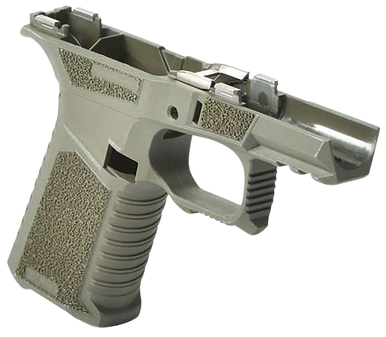 Sct Manufacturing 0225020100IB Sub Compact  Compatible w/ Glock 43X/48 OD Green Polymer Frame Aggressive Texture Grip Includes Locking Block