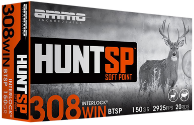 Ammo Inc 308150SPA20 Hunt  308Win 150gr Soft Point 20 Rounds