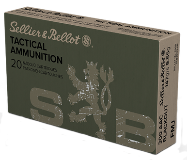 Sellier & Bellot SB300BLKB Rifle  300Blackout 147gr Full Metal Jacket 20 Rounds