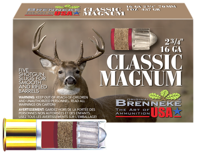 Brenneke Classic Magnum Slugs 16 ga. 2 3/4 in 1 oz. 5 rd.