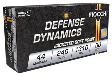 Fiocchi Shooting Dynamics Pistol Ammo 44 Rem Mag 240 gr. Jacketed Soft Point 50 rd.