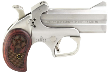 Bond Arms BAC2K Century 2000 45 Colt (LC)/410 Gauge 2rd 3.50"  Stainless Steel Double Barrel & Frame, Auto Extractor & Rebounding Hammer, Blade Front/Fixed Rear Sights, Rosewood Grip, Manual Safety