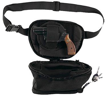 Bulldog BD850 Fanny Pack Small Handgun Holster Black Water-Resistant Nylon, Fits Up To 50" Waist, Ambidextrous